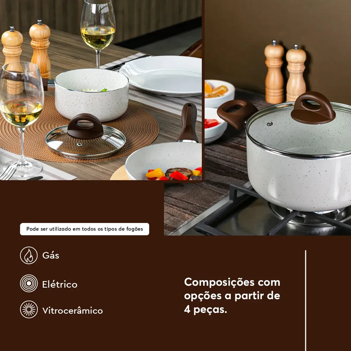 Conj de Panelas 8 Peças Ceramic Life Smart Plus Vanilla - Brinox - foto 5