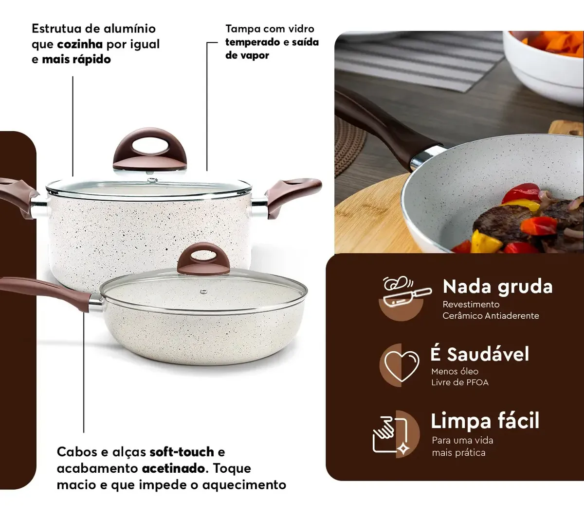 Conj de Panelas 8 Peças Ceramic Life Smart Plus Vanilla - Brinox - foto 7