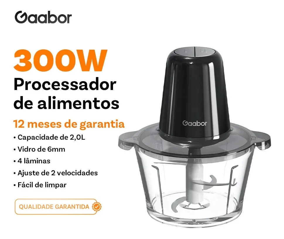 Processador Multislice Gaabor 2 Litros Vidro 4 Lâminas Cor Preto - foto 6