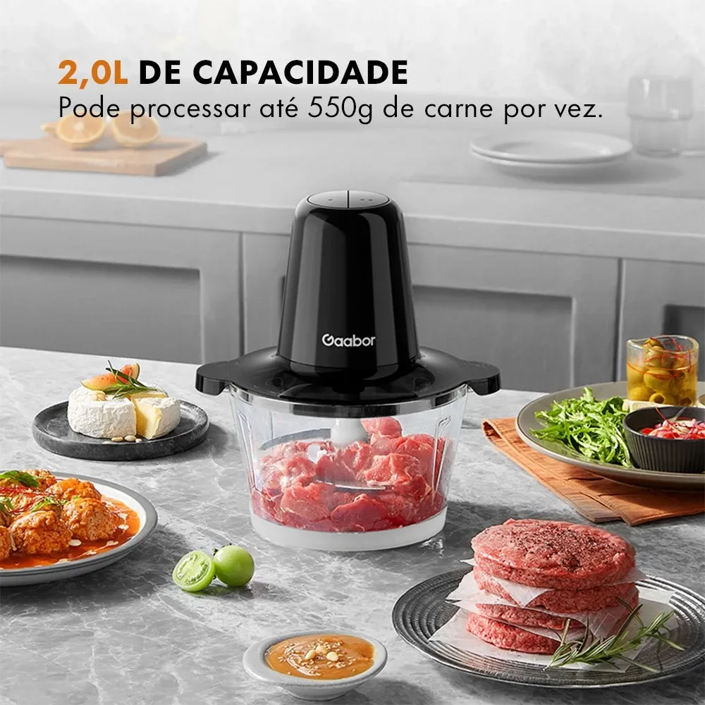 Processador Multislice Gaabor 2 Litros Vidro 4 Lâminas Cor Preto - foto 8